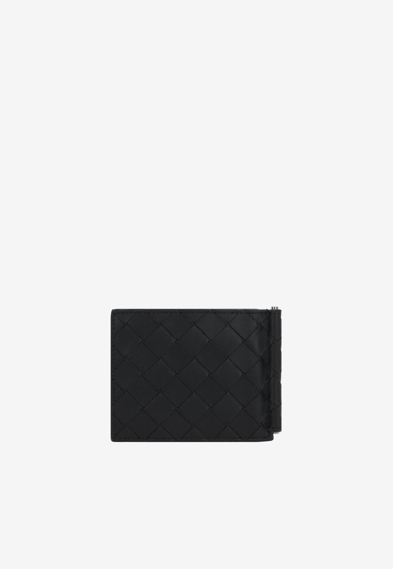 Bill Clip Wallet in Intrecciato Leather