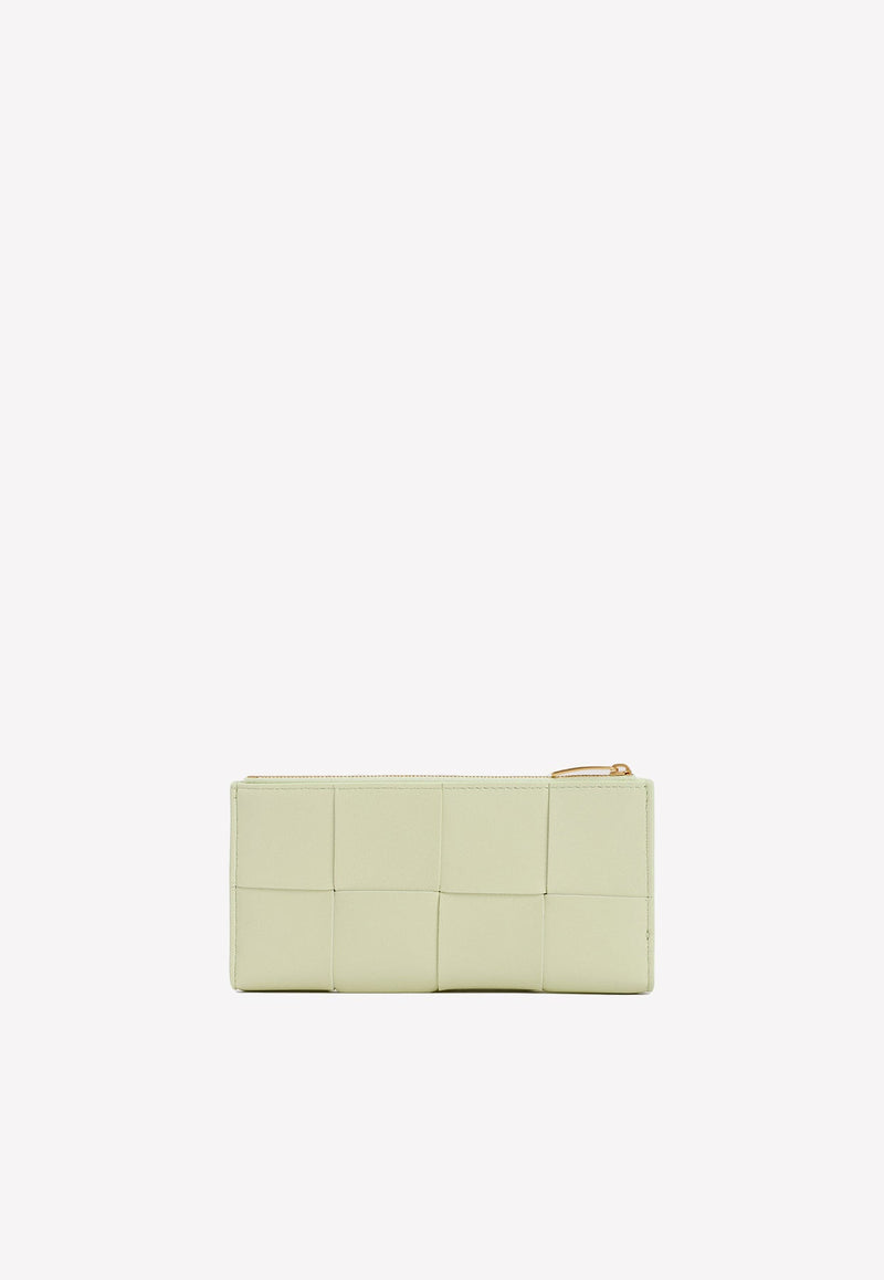 Bi-Fold Zip Wallet in Intrecciato Calf Leather