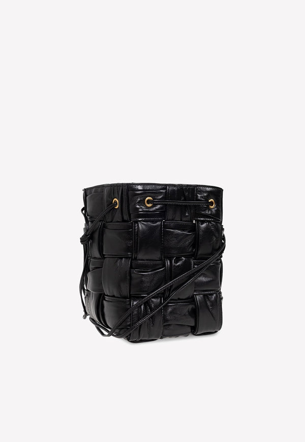 Small Cassette Bucket Bag in Plisse Intreccio Leather