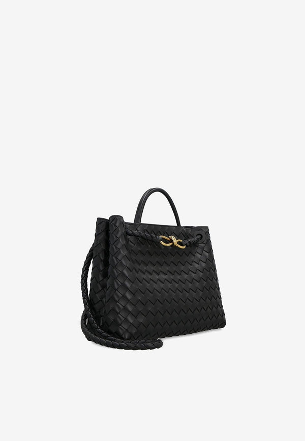 Medium Andiamo Top Handle Bag in Intrecciato Leather