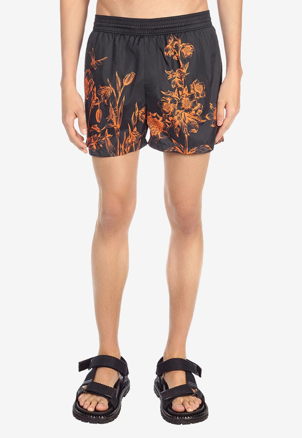 Floral Print Nylon Swim Shorts