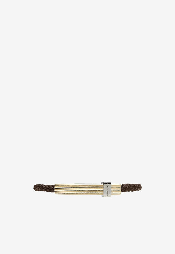 Medium Braided Leather Bracelet with Metal Bar