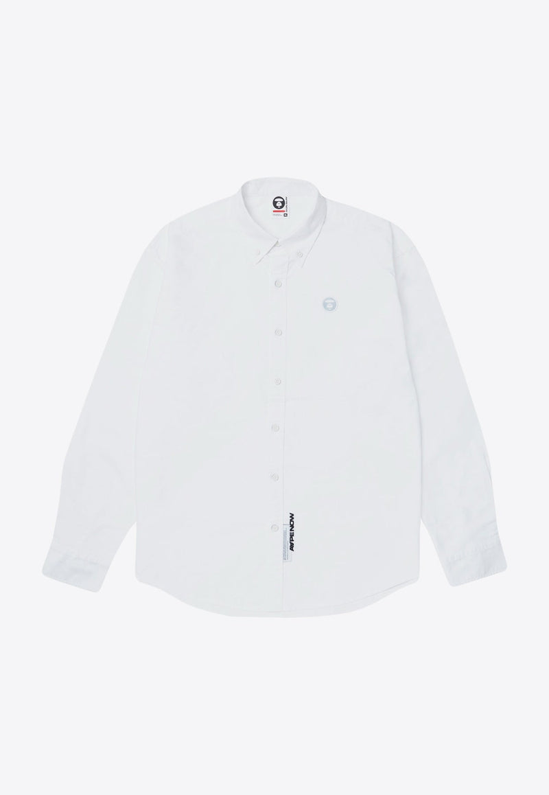 AAPE Moonface Logo Patched Button-Down Shirt White