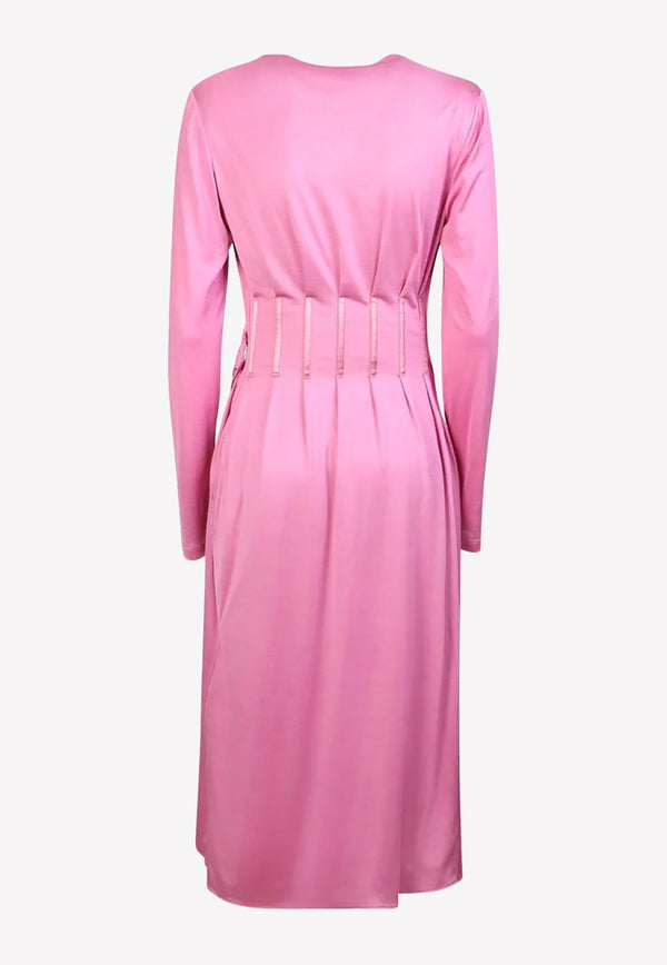 Draped Midi Dress in Silk