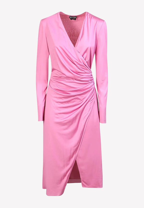 Draped Midi Dress in Silk