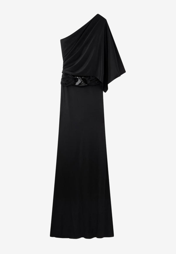 One-Shoulder Long Dress with Molded Buckle