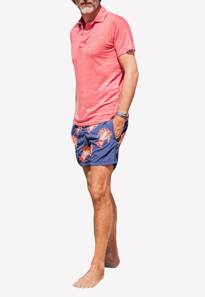 All-Over Lobster Print Swim Shorts