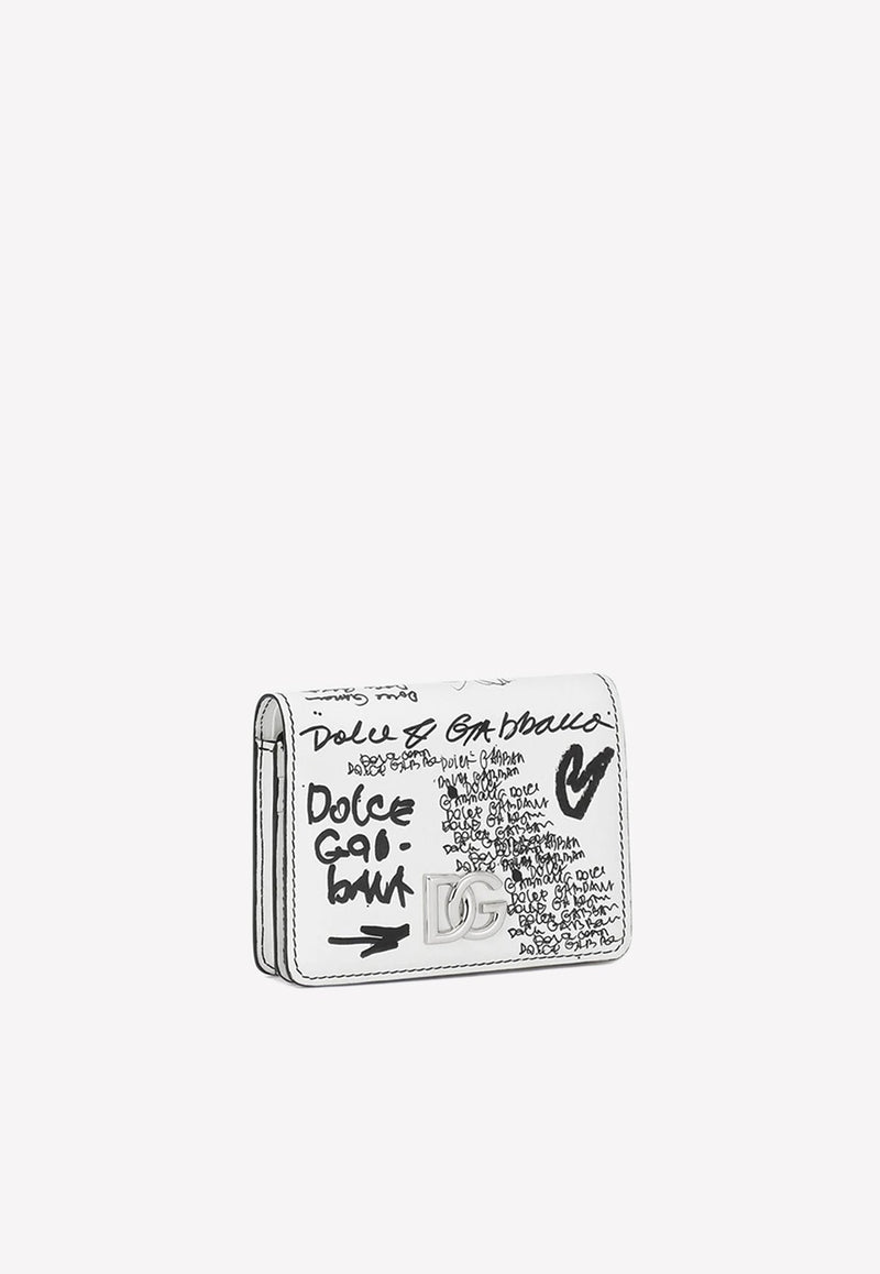 Logo Print DG Wallet in Calf Leather