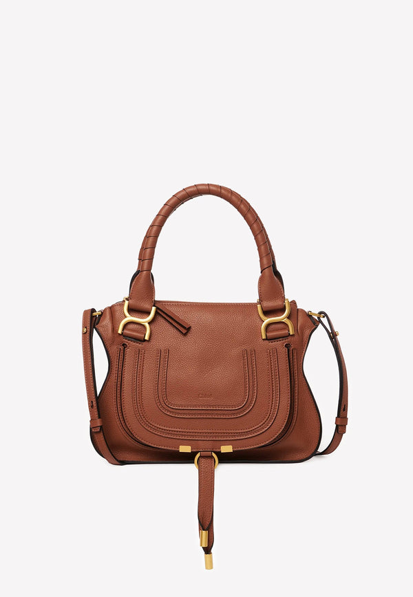 Small Marcie Top Handle Bag in Grained Leather