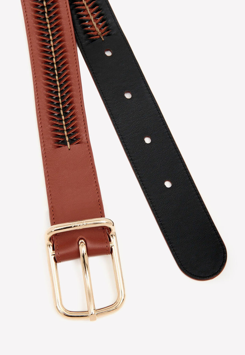 Louela Laser Cut Belt Twisted Belt in Calf Leather