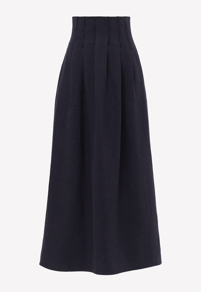 High-Waist Pleated Midi Skirt