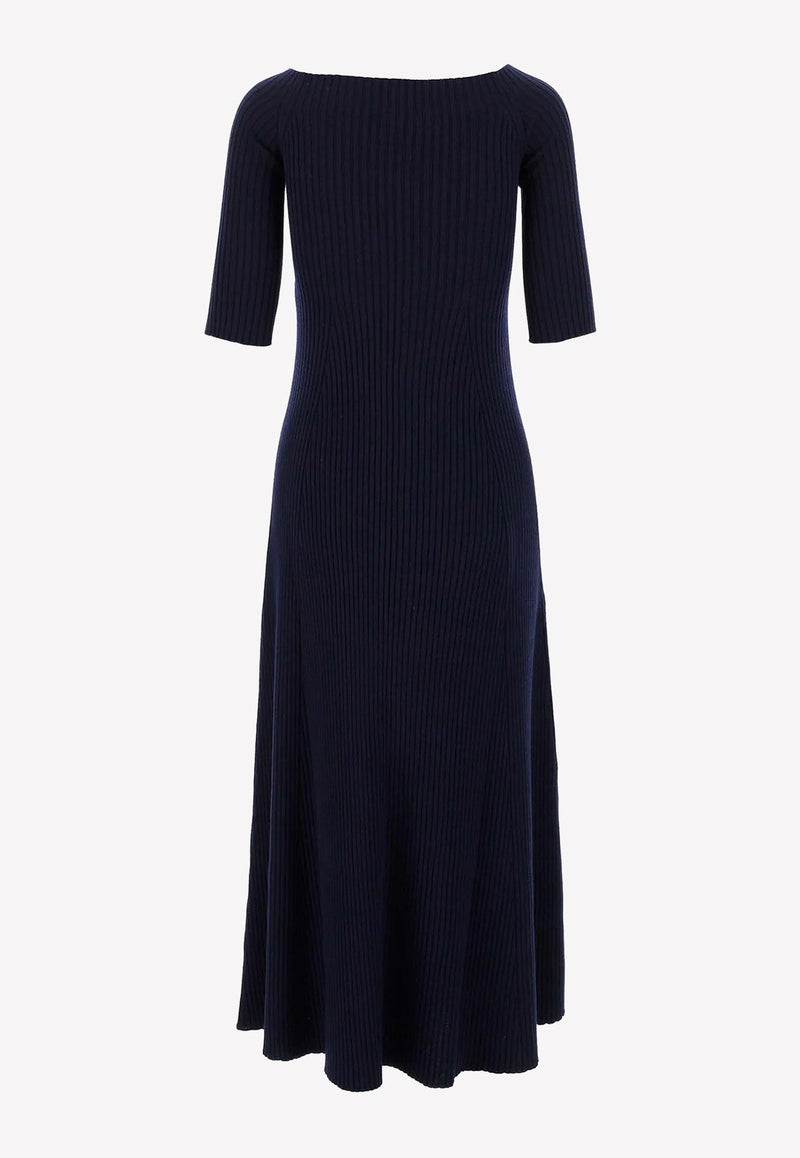 Off-Shoulder Rib Knit Maxi Dress