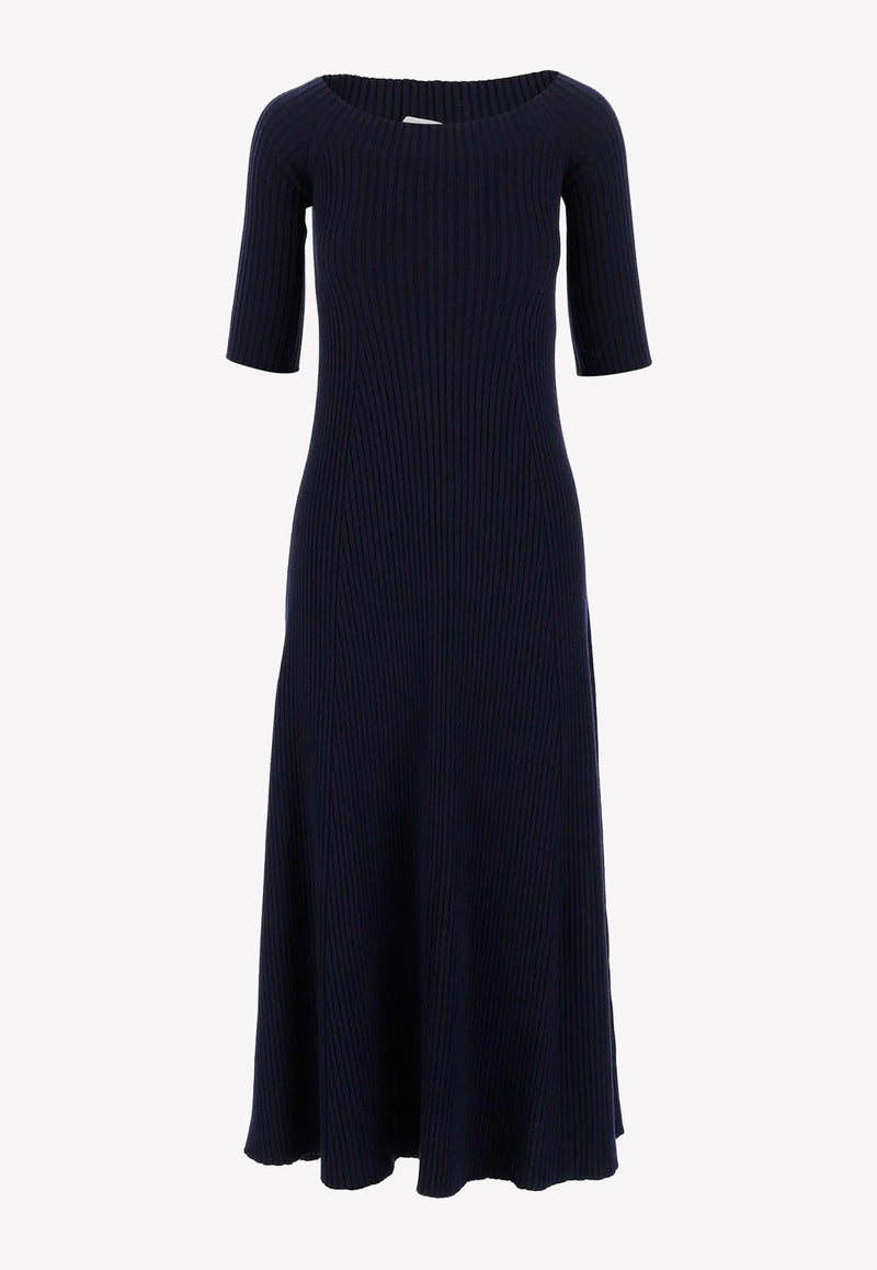 Off-Shoulder Rib Knit Maxi Dress