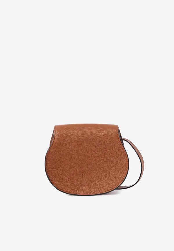 Small Marcie Saddle Bag in Grained Leather with Gold-Tone Studs