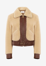 Short Shearling Zip-Up Jacket