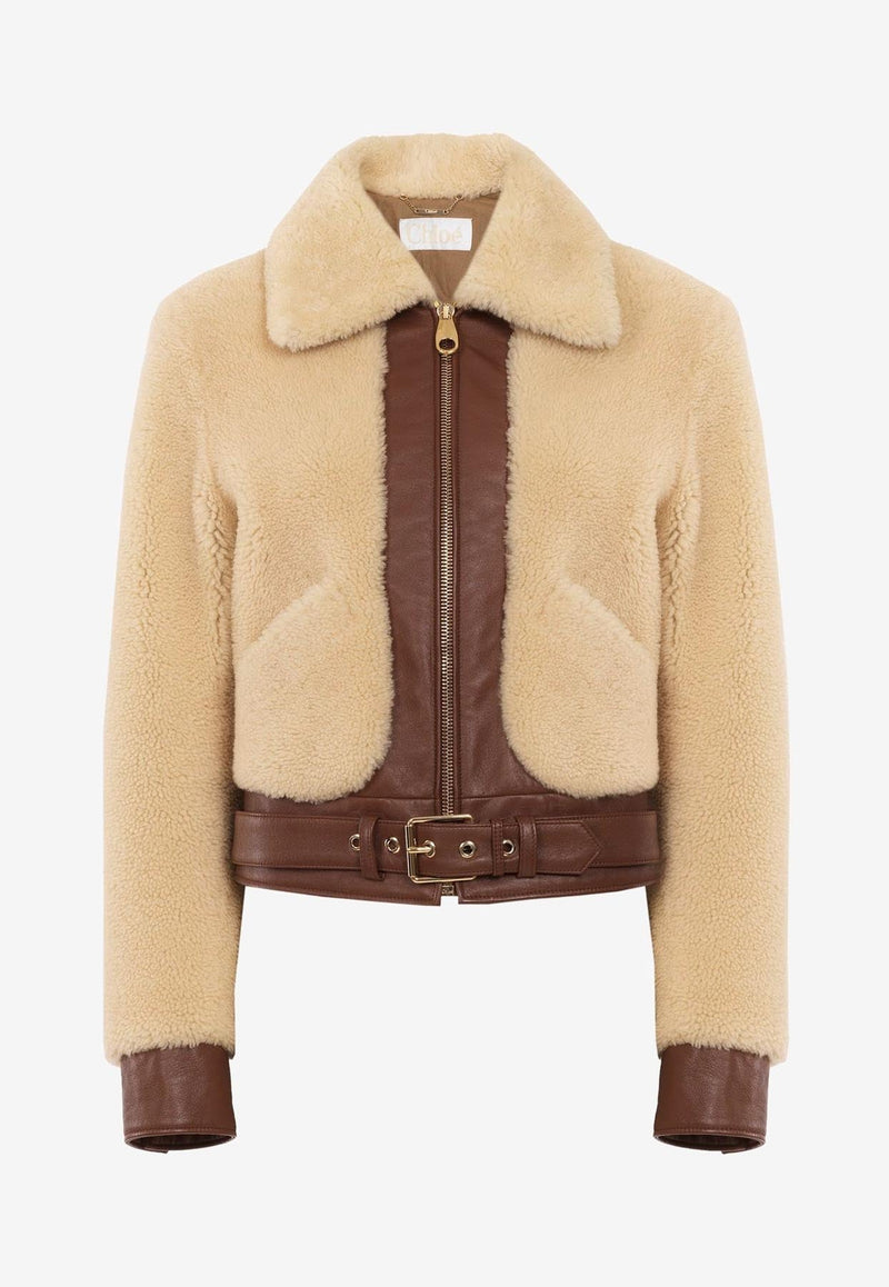 Short Shearling Zip-Up Jacket