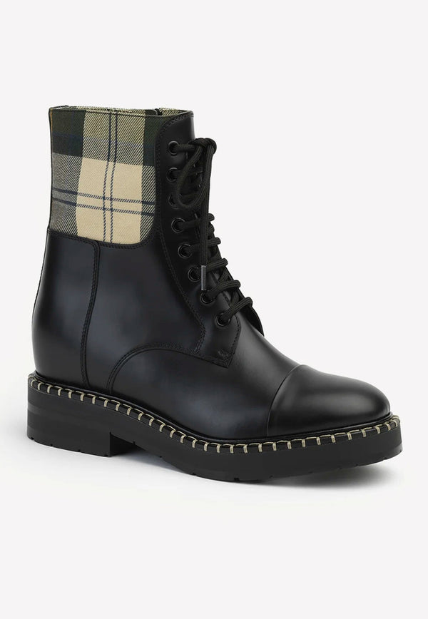 X Barbour Checked Combat Boots