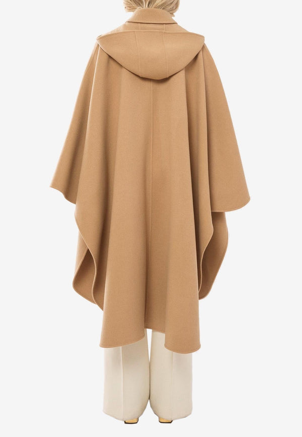 Chloé Hooded Cape Coat in Wool and Cashmere CHC23WMA05071278 PEARL BEIGE