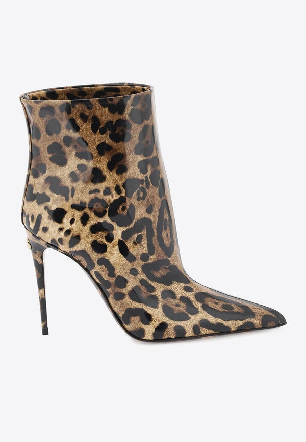 105 Leopard Print Ankle Boots in Patent Leather