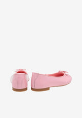 Girls Leather Ballerinas with Logo Charm