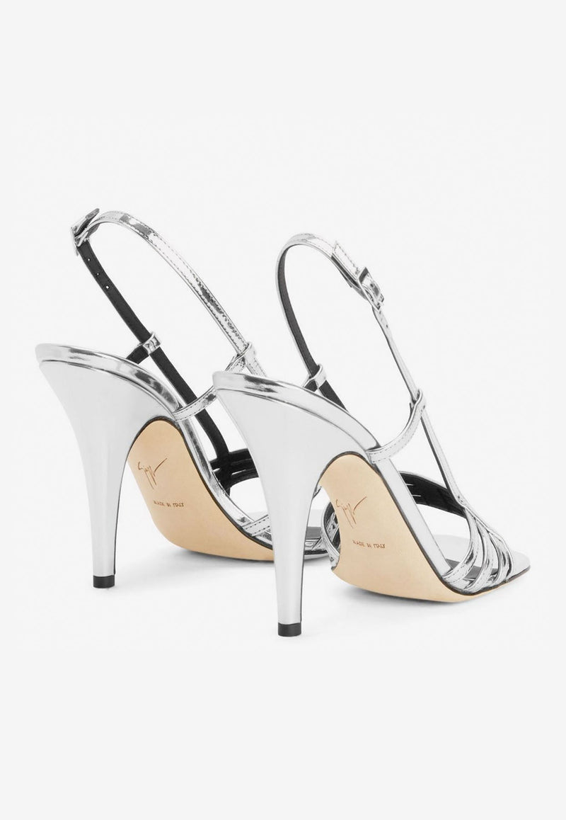 Lybra 105 Slingback Sandals in Mirrored Leather