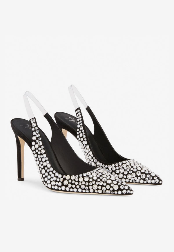 Diorite Crystal 105 Slingback Pumps in Suede Leather