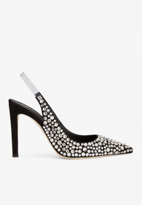 Diorite Crystal 105 Slingback Pumps in Suede Leather