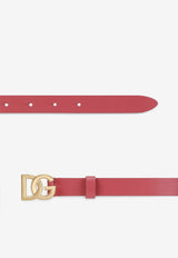 Girls DG Logo Buckle Belt in Calf Leather