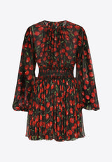 Cherry Print Chiffon Mini Dress