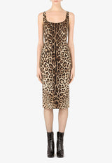 Leopard Print Charmeuse Midi Dress