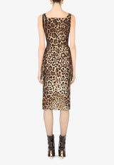 Leopard Print Charmeuse Midi Dress