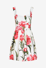 Carnation-Print Mini Poplin Dress
