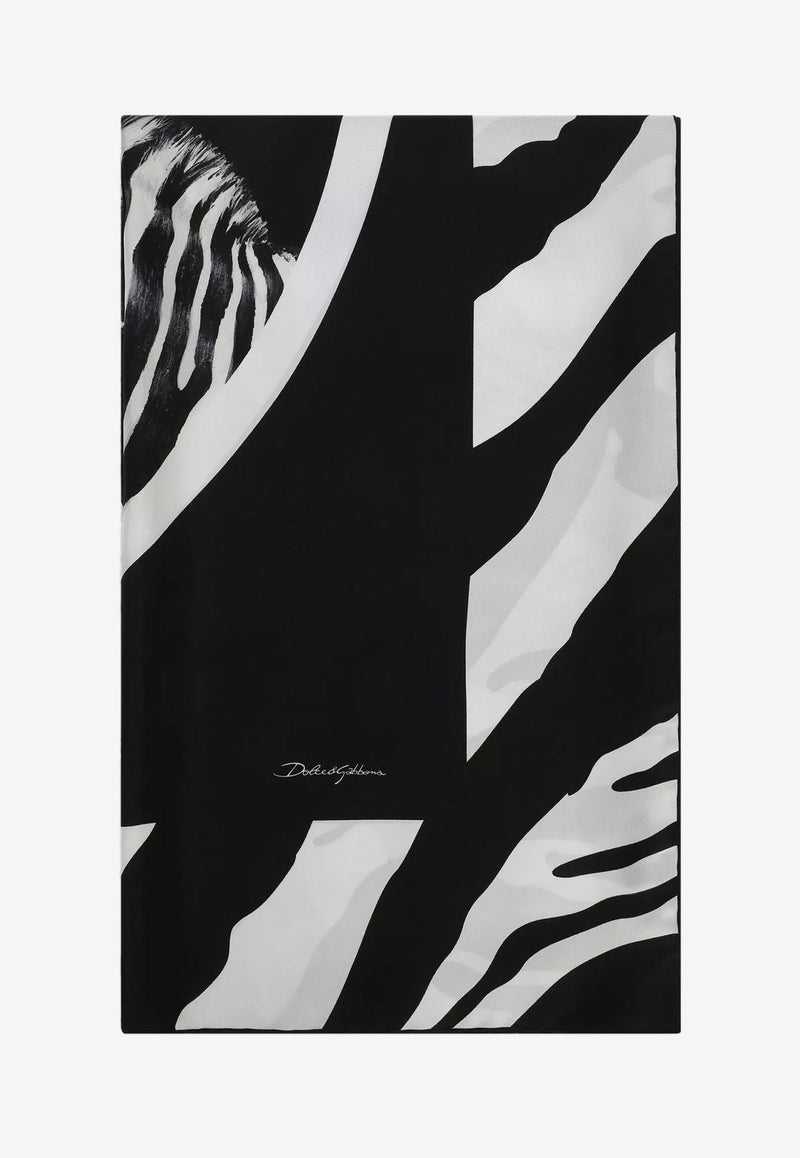 Large Zebra Print Twill Scarf