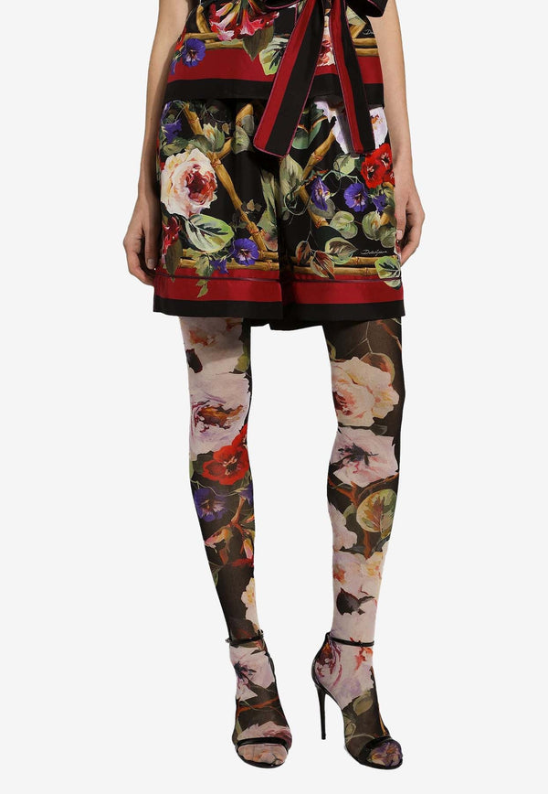 Silk Floral Bermuda Shorts
