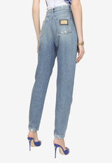 High-Waist Distressed Jeans