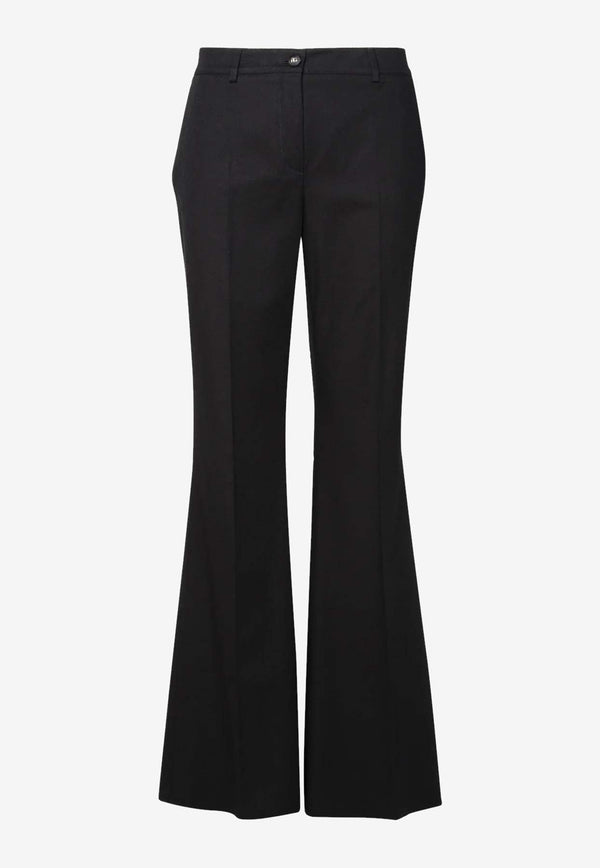 Flared Pleat-Front Pants