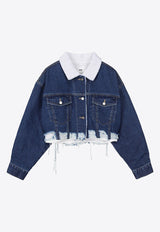 Shearling Cropped Denim Jacket