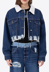 Shearling Cropped Denim Jacket