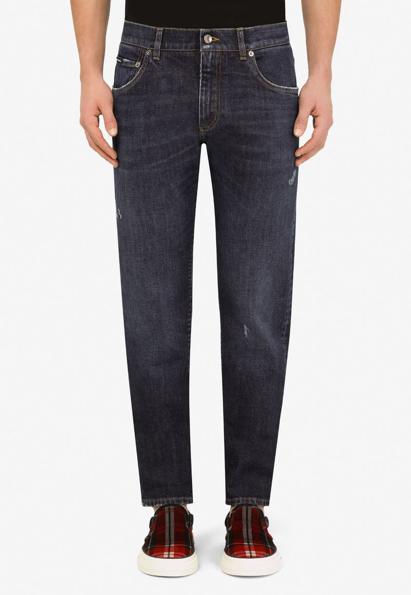 Washed Slim-Fit Cotton Jeans