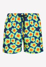 Mahina 1981 Flower Turtles print Nylon Swim Shorts