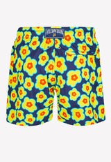 Mahina 1981 Flower Turtles print Nylon Swim Shorts
