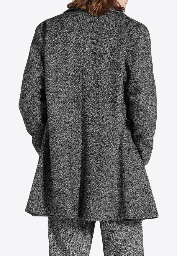 Double-Breasted Short Coat in Wool Blend
