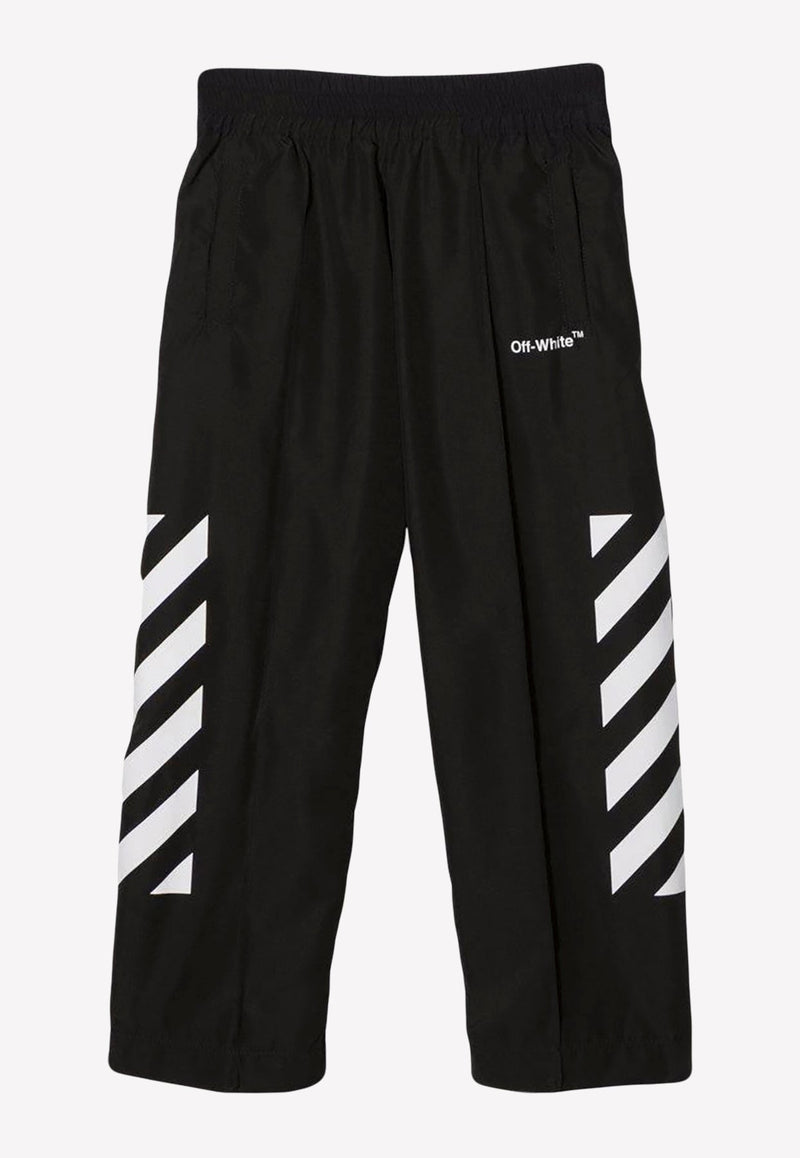 Off-White Kids Boys Off Helvetica Track Pants Black OBCJ001S22FAB0011001