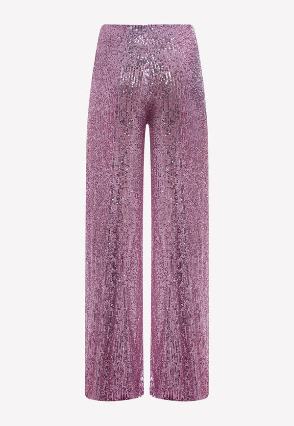 Sequin Embellished High-Waist Pants