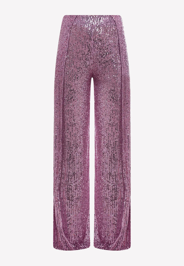 Sequin Embellished High-Waist Pants