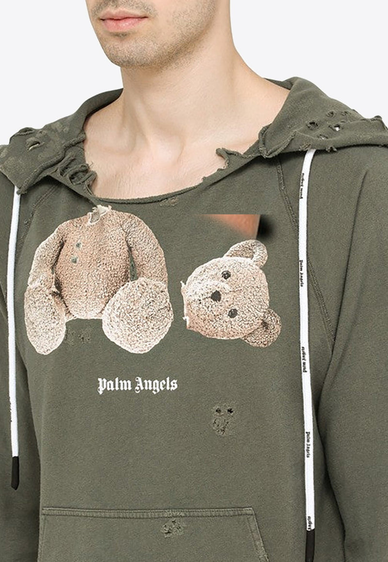 Palm Angels Bear Print Ripped Hoodie PMBB123S23FLE002/M_PALMA-1060 Black