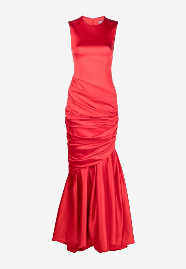 Gathered Detail Satin Gown