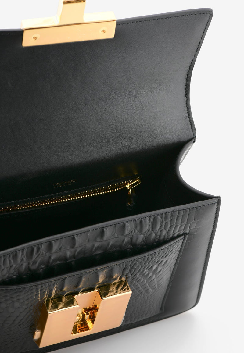 Small 001 Top Handle Bag in Croc-Embossed Leather