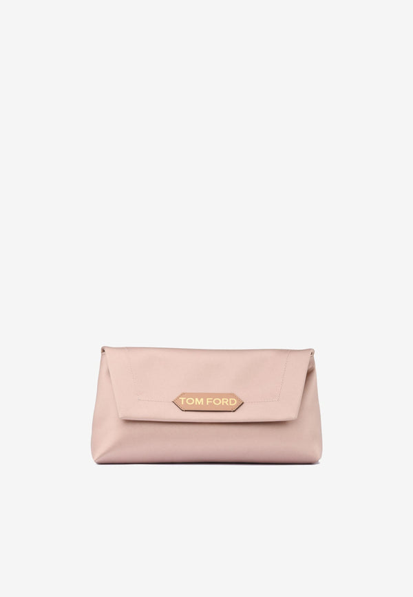 Small Label Chained Satin Clutch