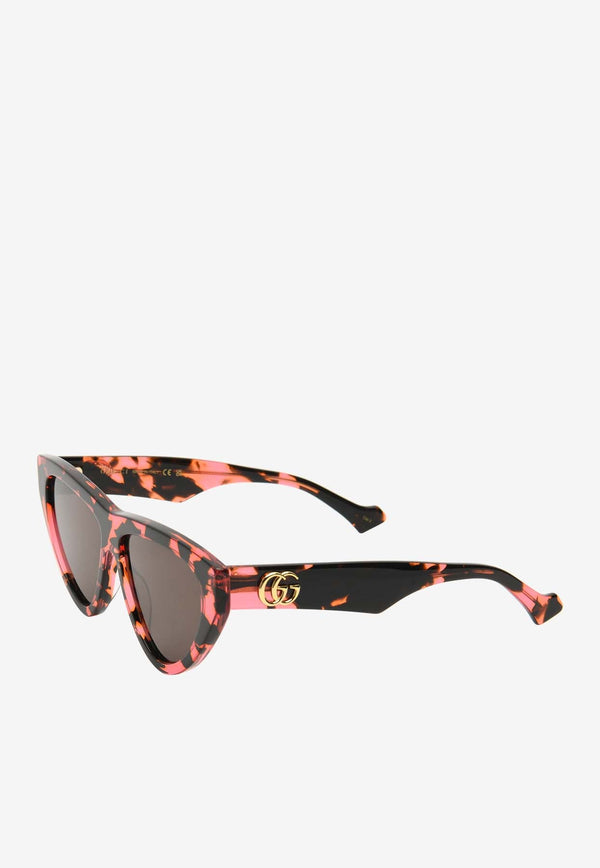 GG Logo Havana Cat-Eye Sunglasses